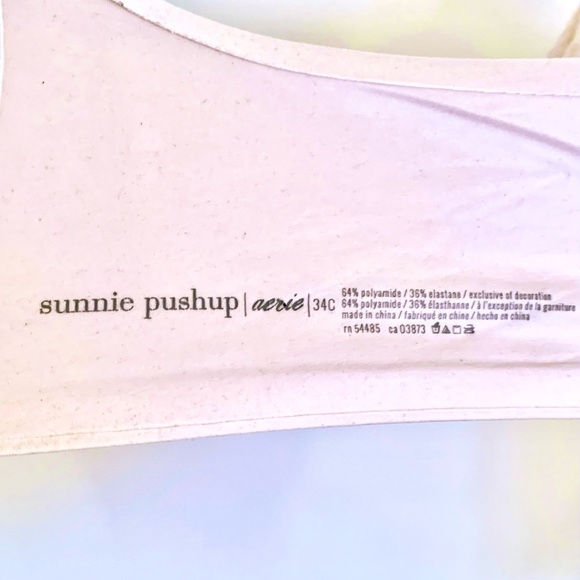 Aerie Sunnie PushUp Bra Light Pink Lace Strap 34C Padded Underwire Sexy Coquette - Picture 5 of 6